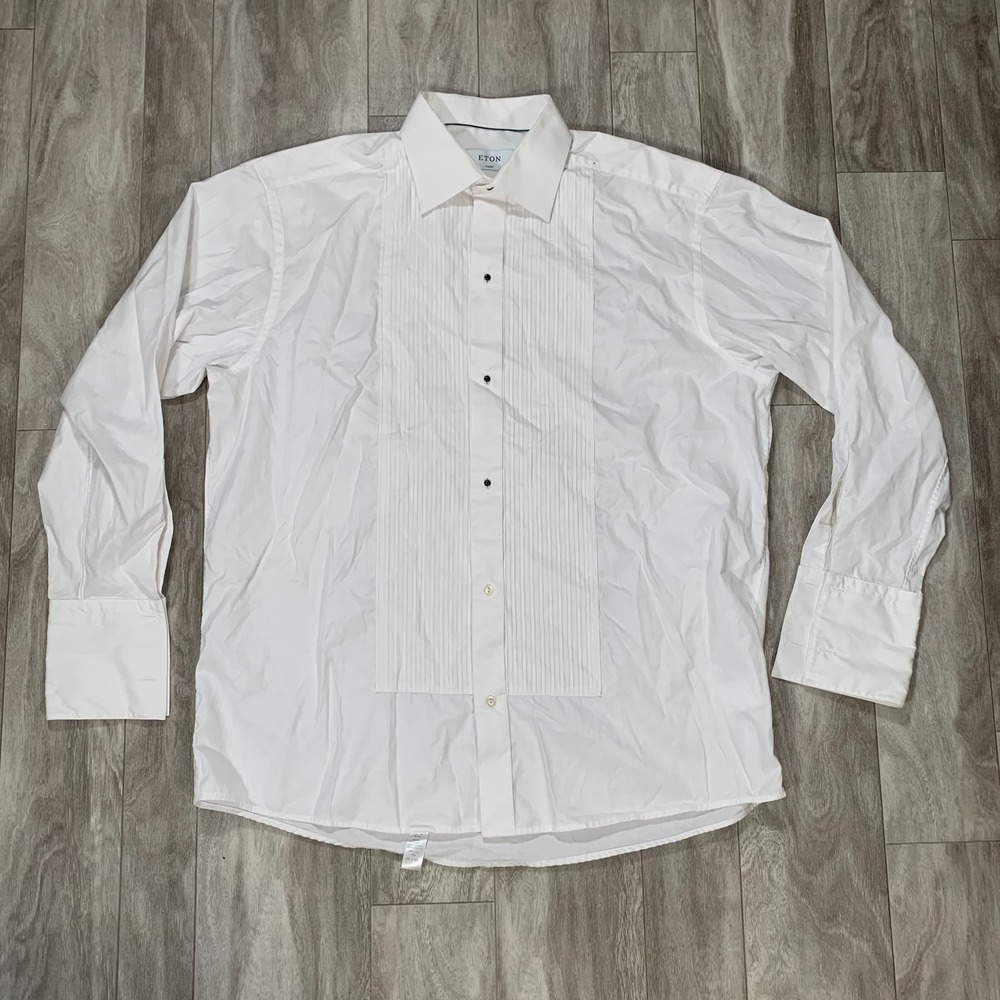 Eton Shirt Mens 43 17 White French Cuff Dress Shirt Long Sleeve Formal Business